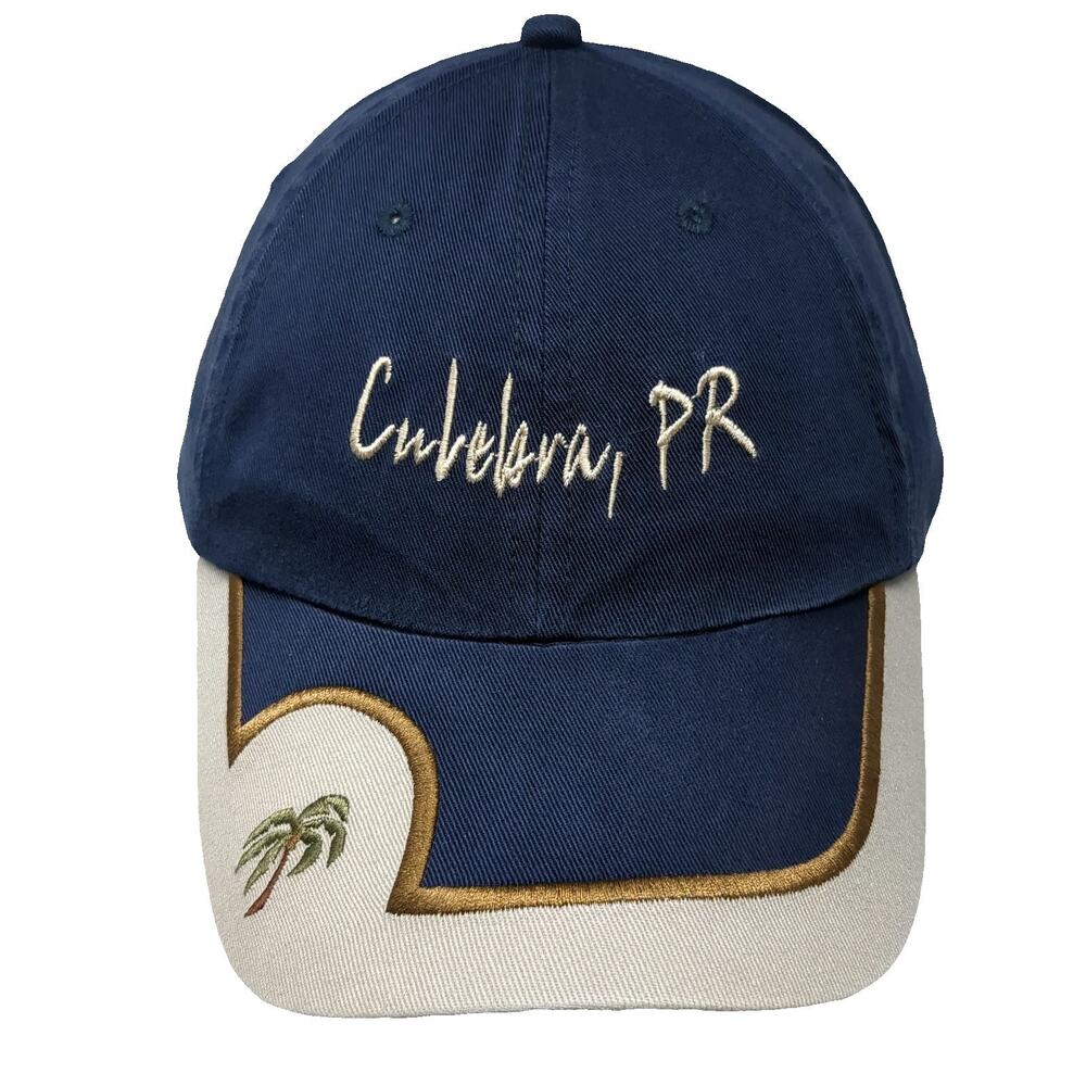 Royal Baseball Cap Blue One Size Culebra PR Puerto Rico Palm Tree Slideback Hat